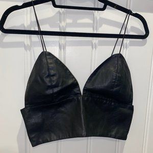 Black Leather Crop Top